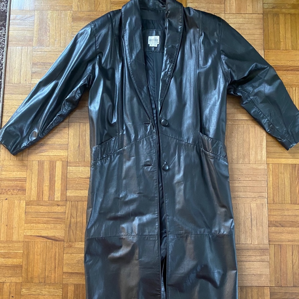 Leather trench coat
